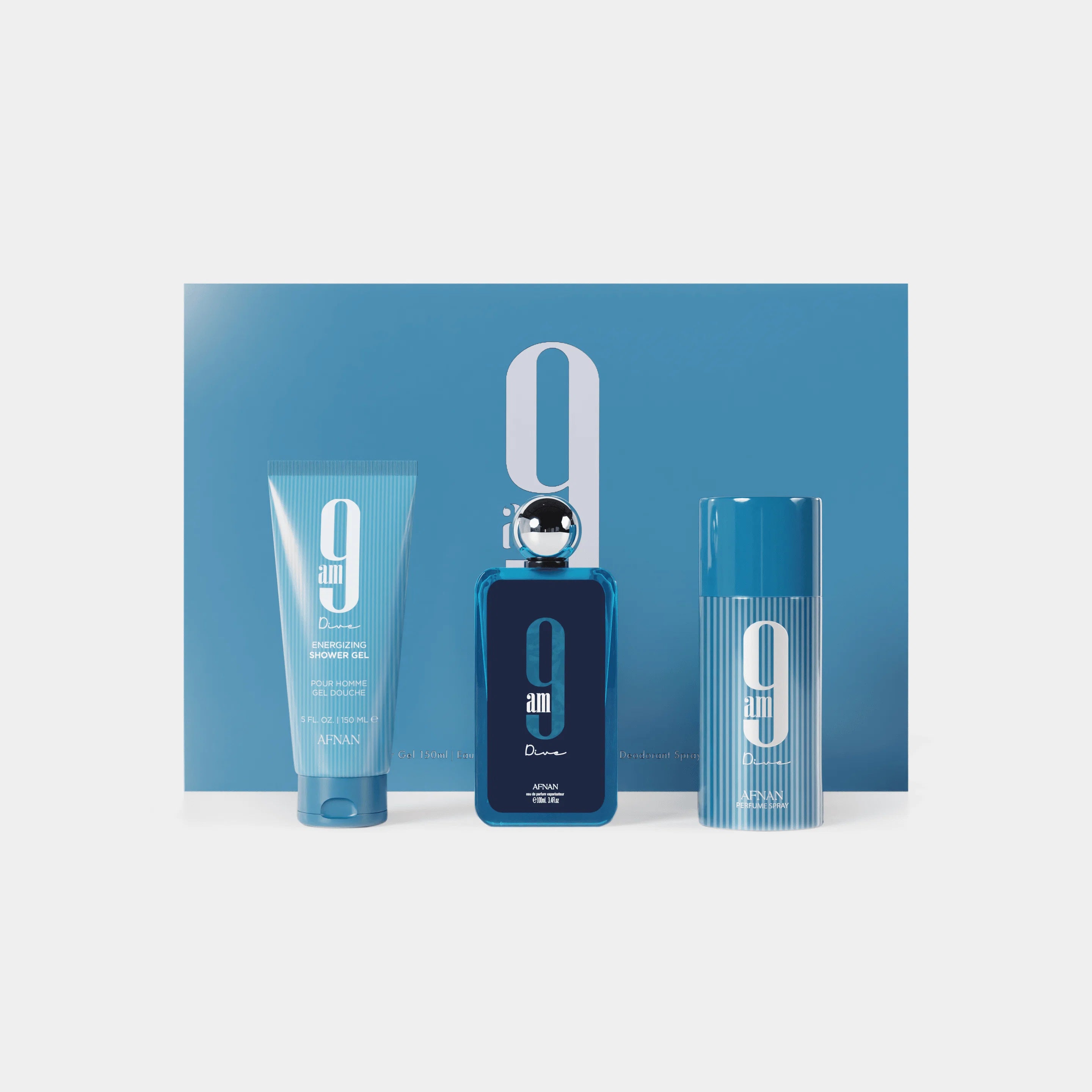 Afnan 9 AM Dive Eau De Parfum Unisex – Gift Set (100ml + 150ml + 150ml)