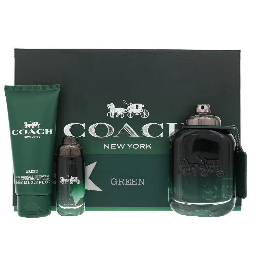 Coach Green Eau De Toilette For Men – Gift Set (100ml + 15ml + 100ml)