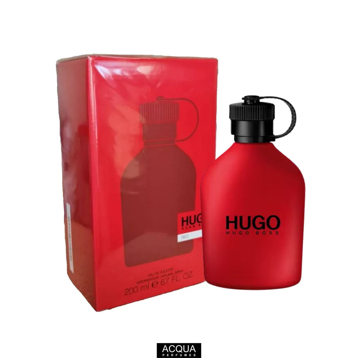 Hugo Boss Hugo Red EDT 200ml jumbo red flask bottle and luxury designer retail packaging box on ShopAcqua.com
