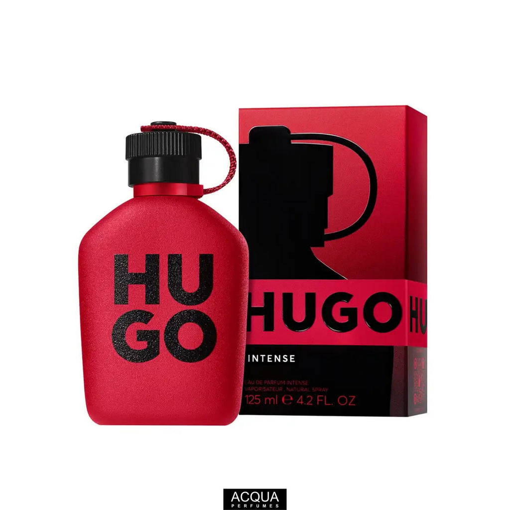 Hugo Boss Hugo Intense EDP 125ml modern concrete flask bottle and luxury designer packaging box set on ShopAcqua.com