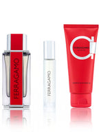 Ferragamo Red Leather Eau De Parfum Gift Set For Men – 100ml + 10ml + 100ml Shower Gel