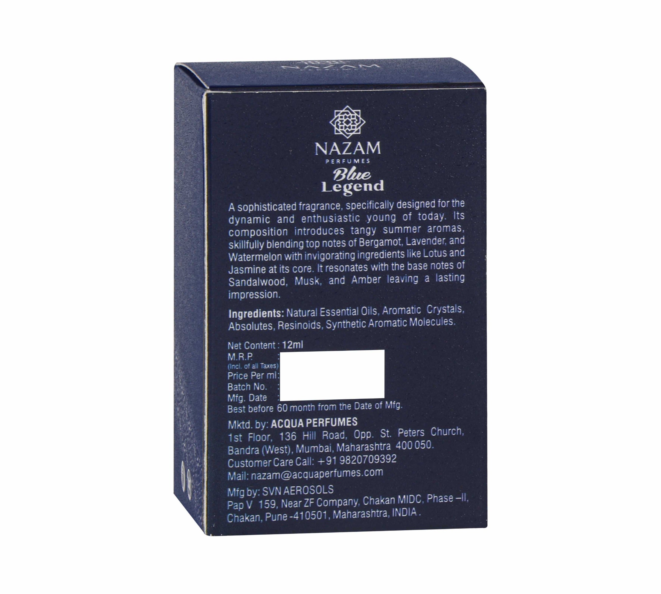 Nazam Perfumes Blue Legend Attar Roll On – 12ml