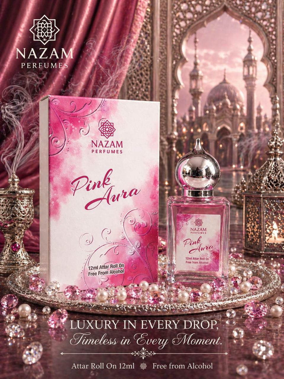 Nazam Perfumes Pink Aura Attar Roll On – 12ml