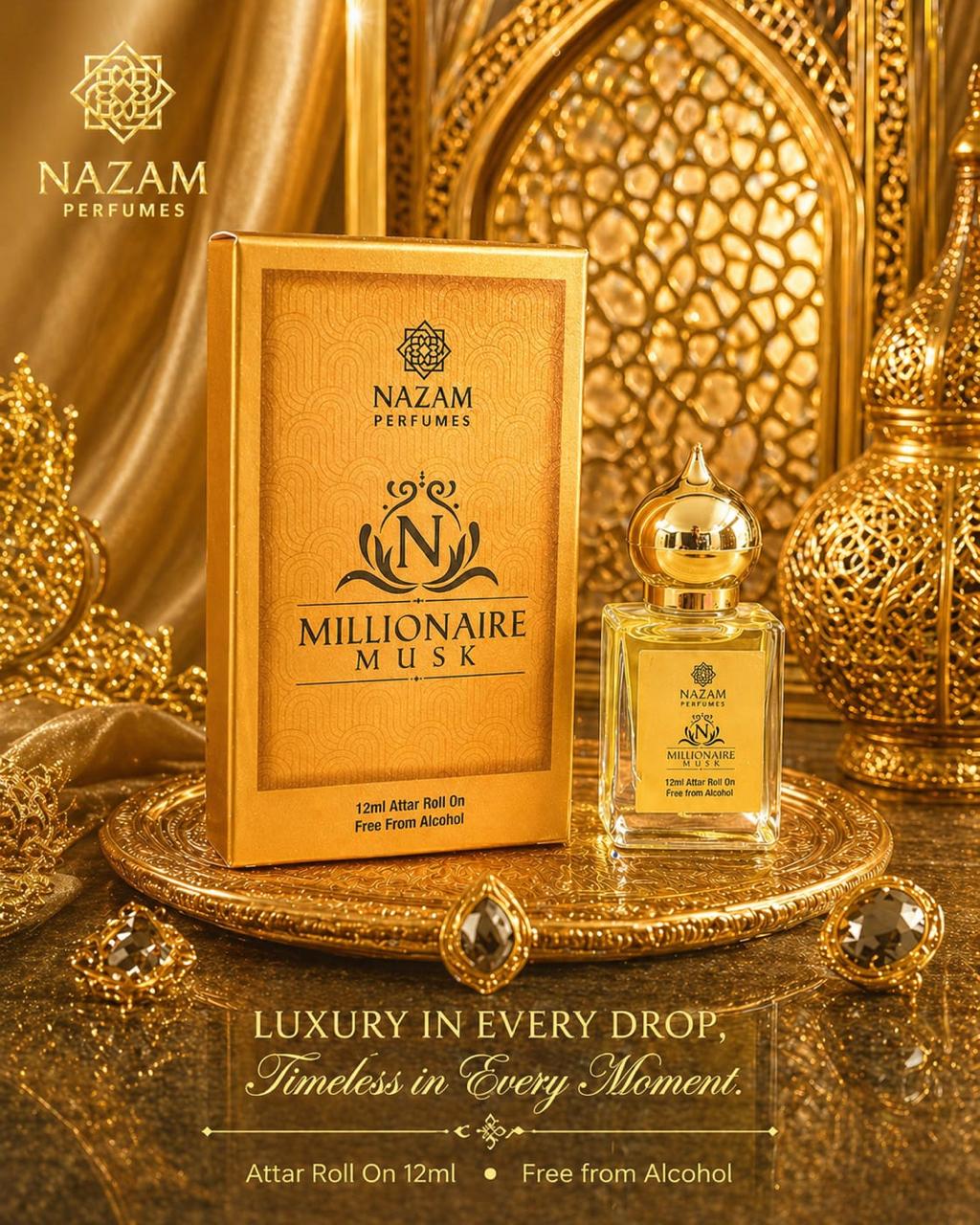 Nazam Perfumes Millionaire Musk Attar Roll On – 12ml