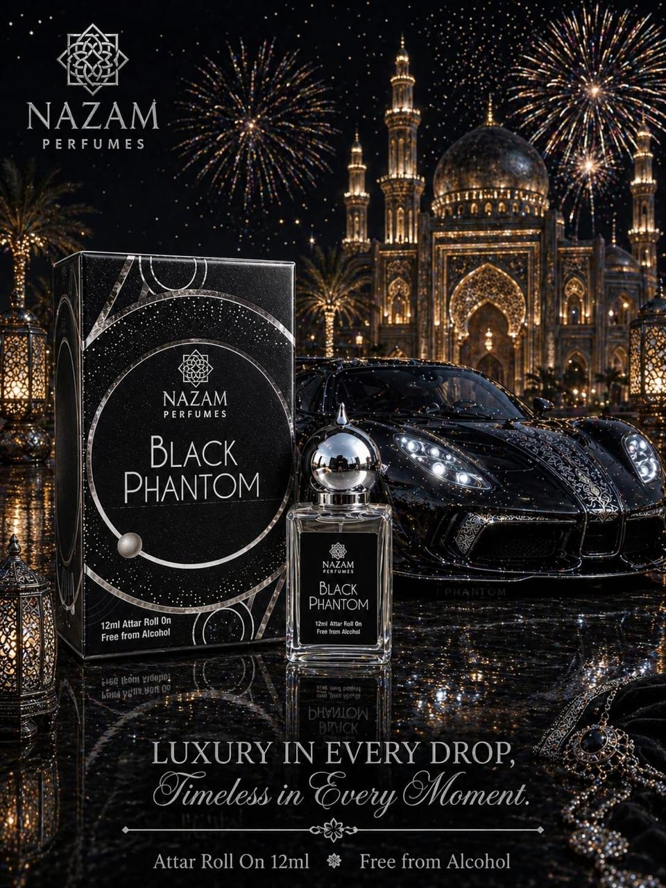 Nazam Perfumes Black Phantom Attar Roll On – 12ml