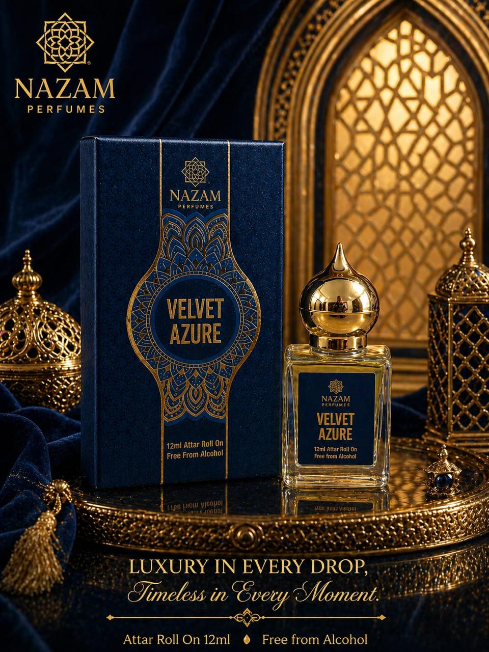 Nazam Perfumes Velvet Azure Attar Roll On – 12ml