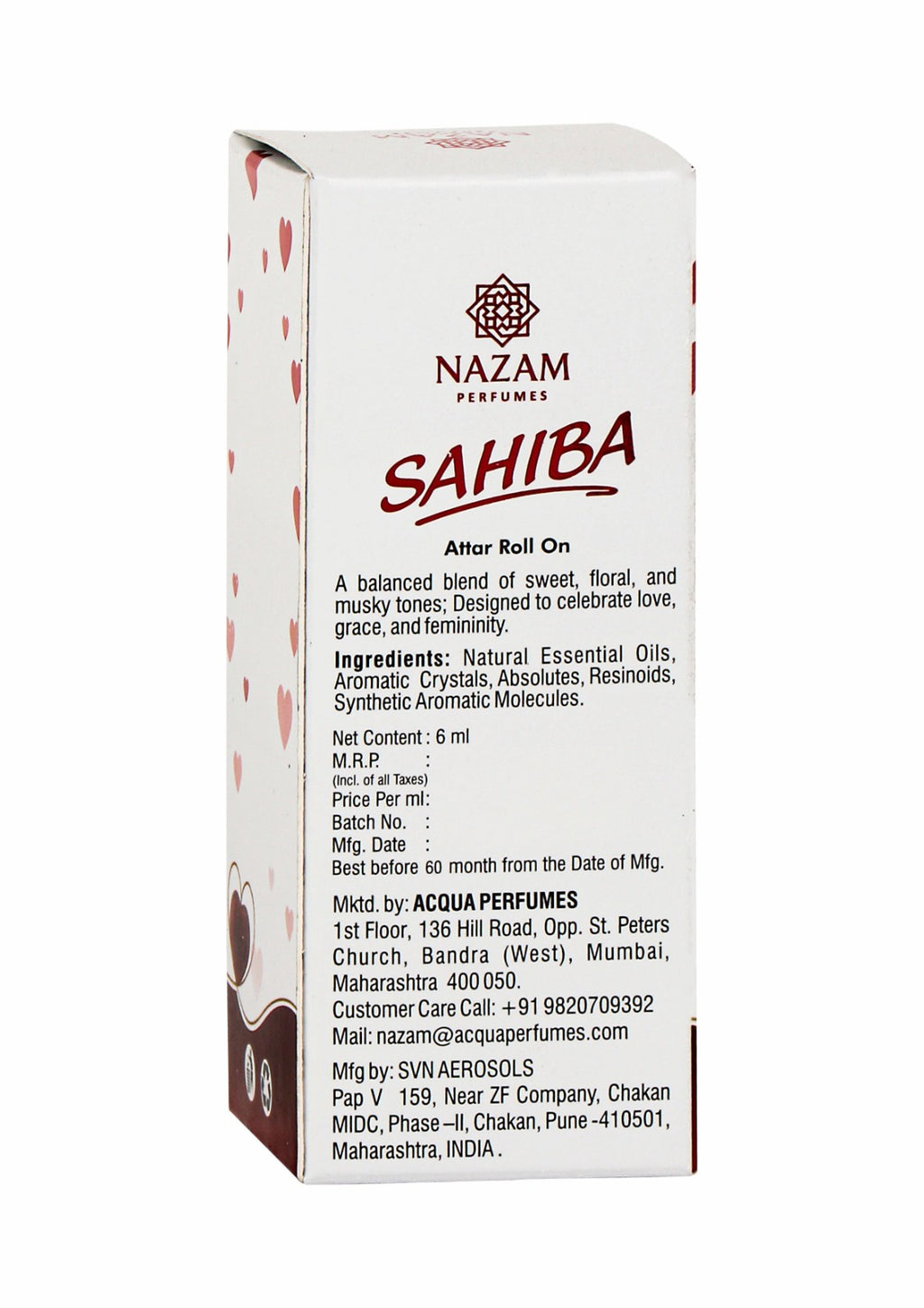 Nazam Perfumes Sahiba Attar Roll On – 6ml