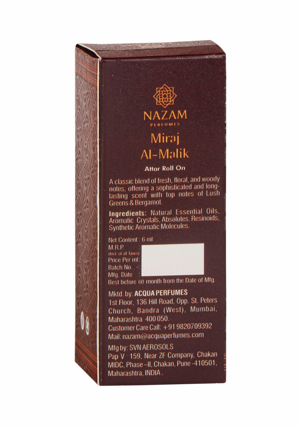 Nazam Perfumes Miraj Al-Malik Attar Roll On – 6ml