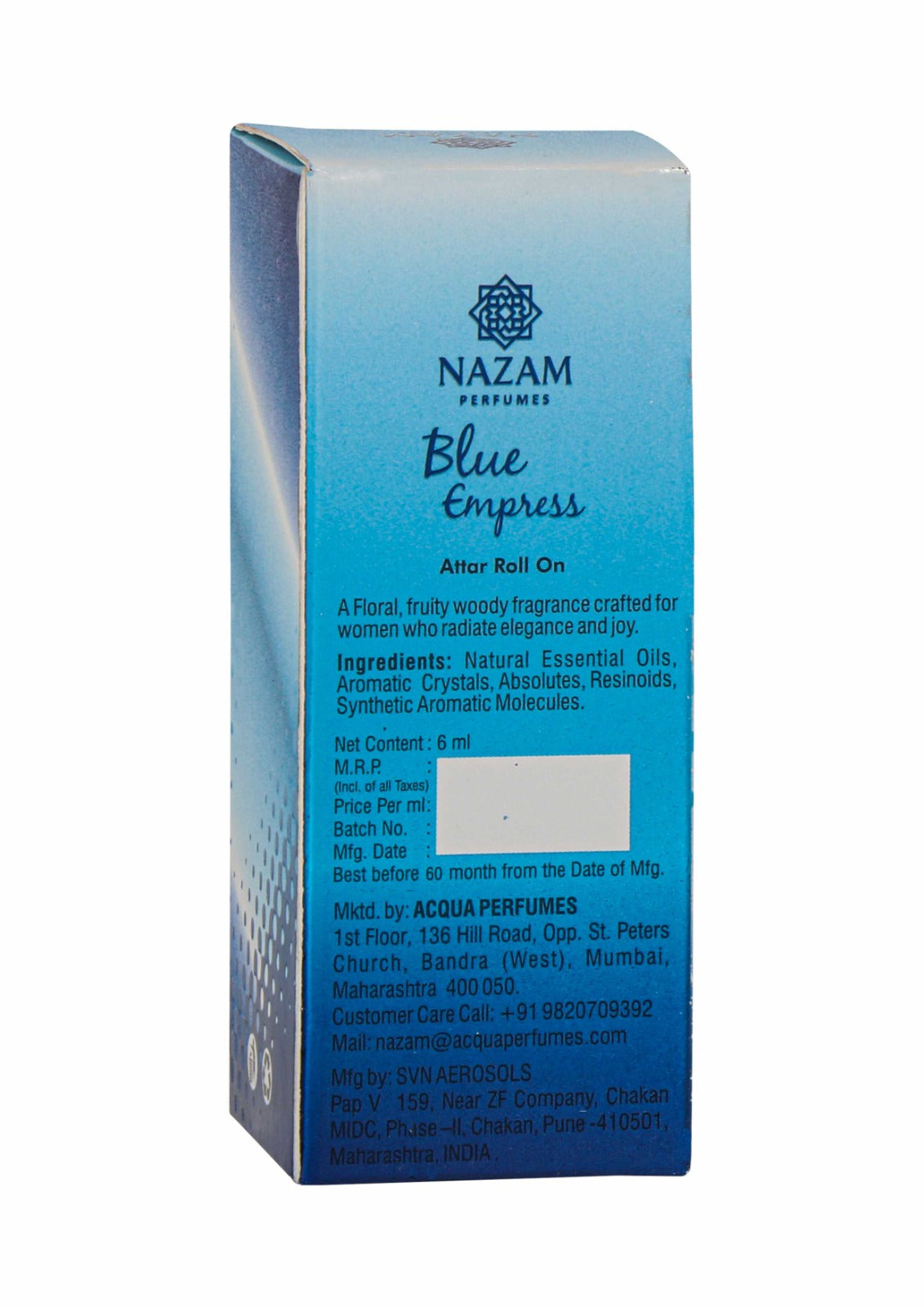 Nazam Perfumes Blue Empress Attar Roll On – 6ml