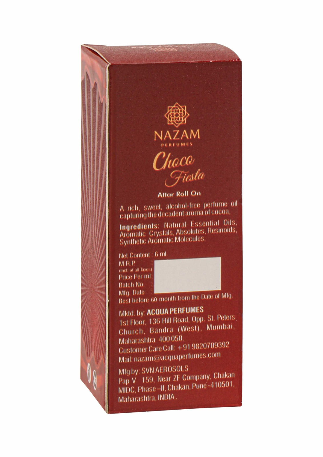 Nazam Perfumes Choco Fiesta Attar Roll On – 6ml