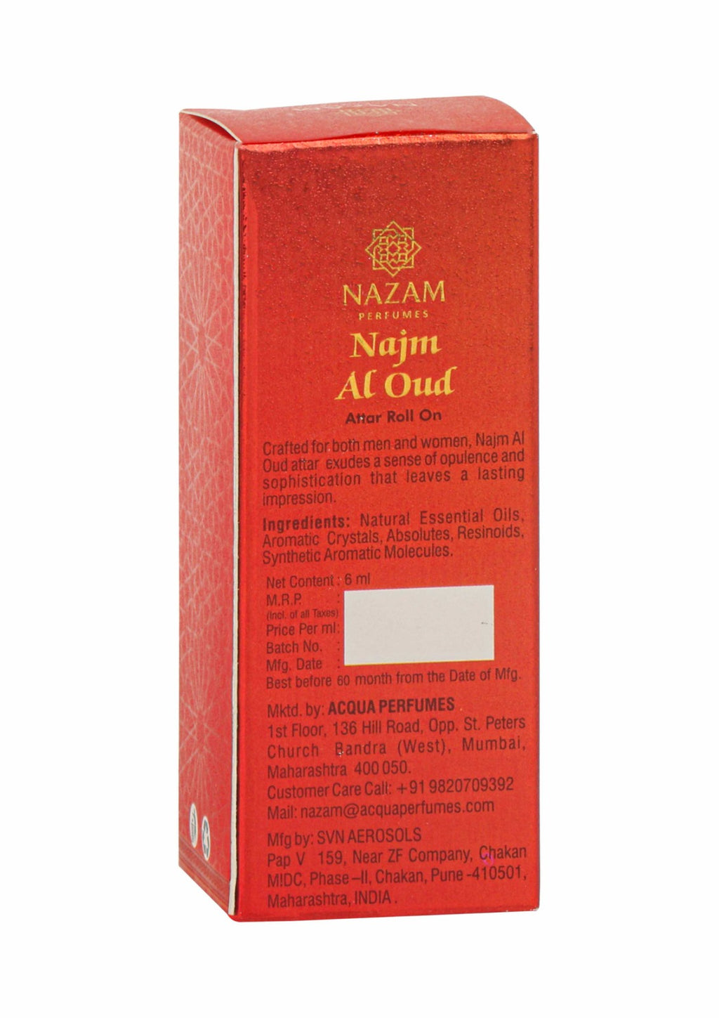 Nazam Perfumes Najm Al Oud Attar Roll On – 6ml