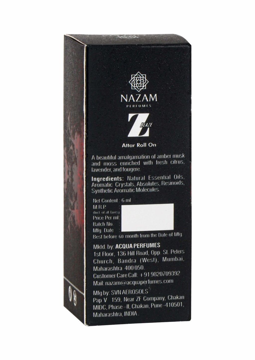Nazam Perfumes Z Blaze Attar Roll On – 6ml