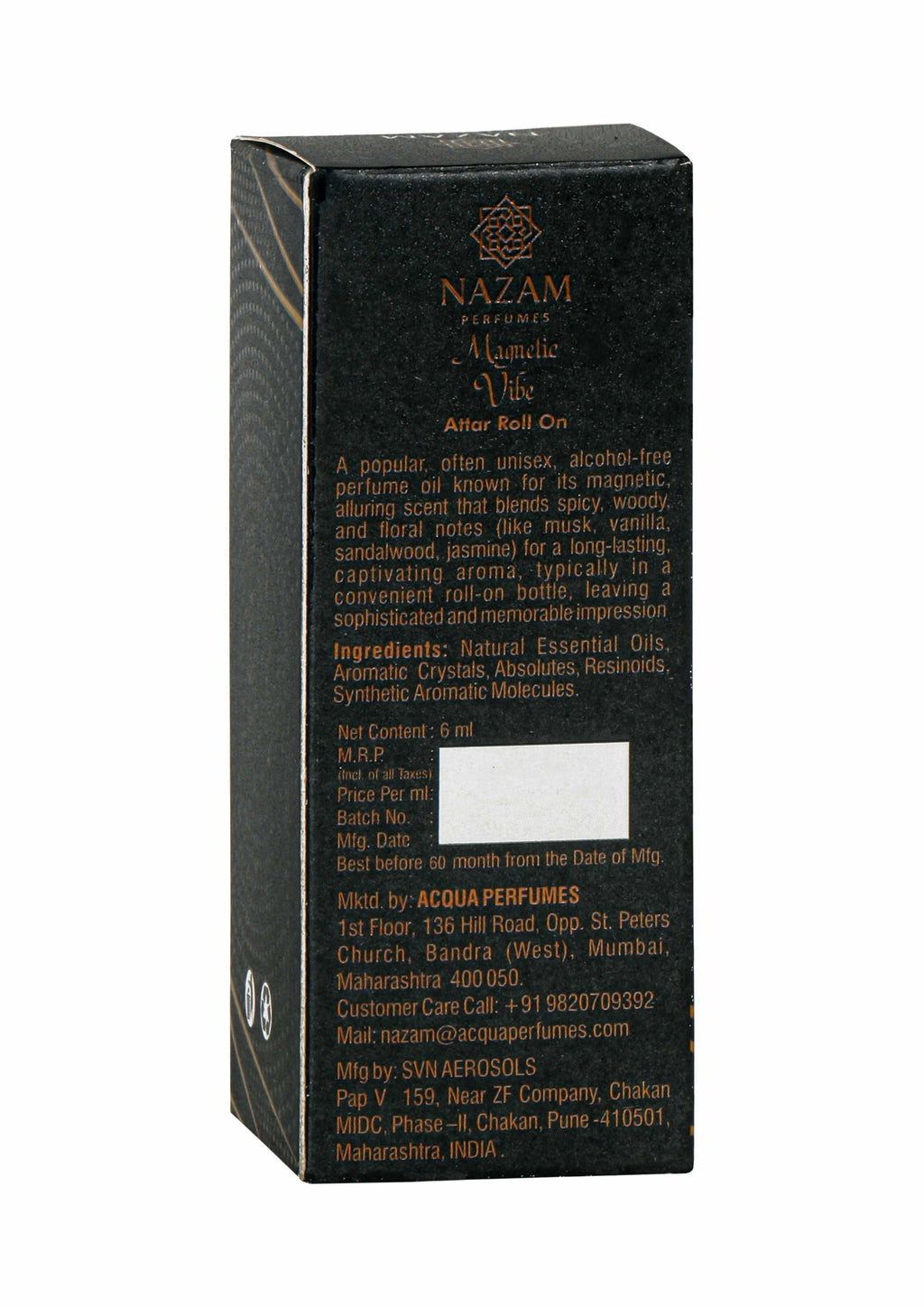 Nazam Perfumes Magnetic Vibe Attar Roll On – 6ml