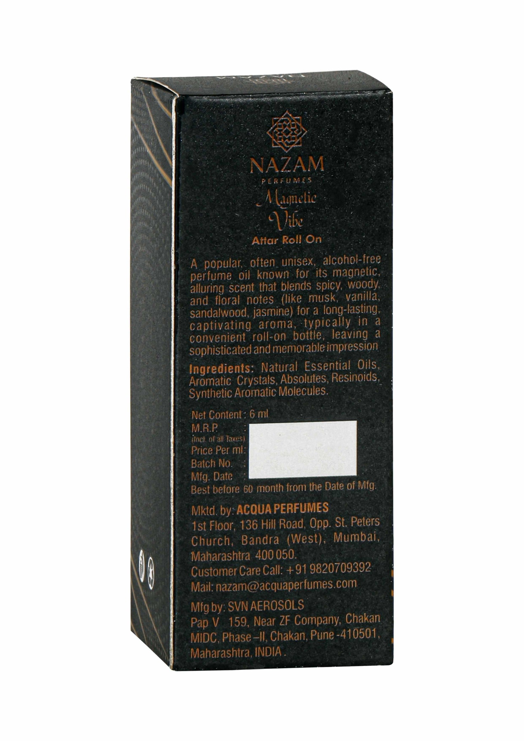 Nazam Perfumes Magnetic Vibe Attar Roll On – 6ml