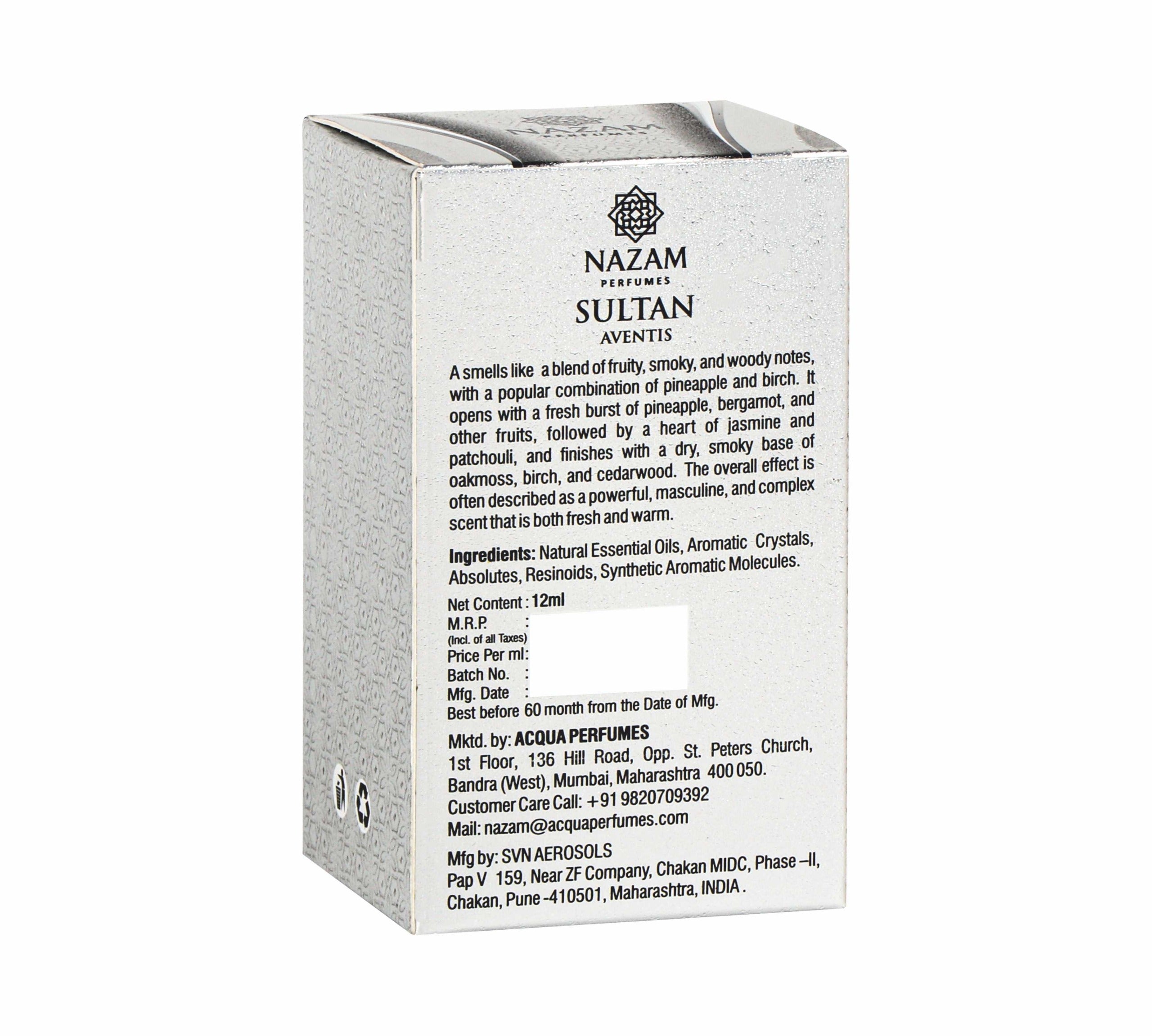 Nazam Perfumes Sultan Aventis Attar Roll On – 12ml