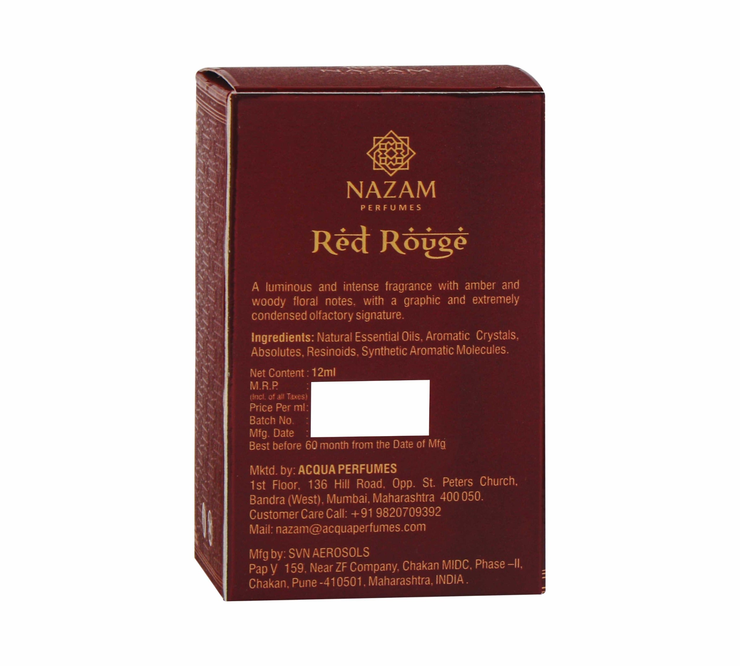 Nazam Perfumes Red Rouge Attar Roll On Unisex – 12ml