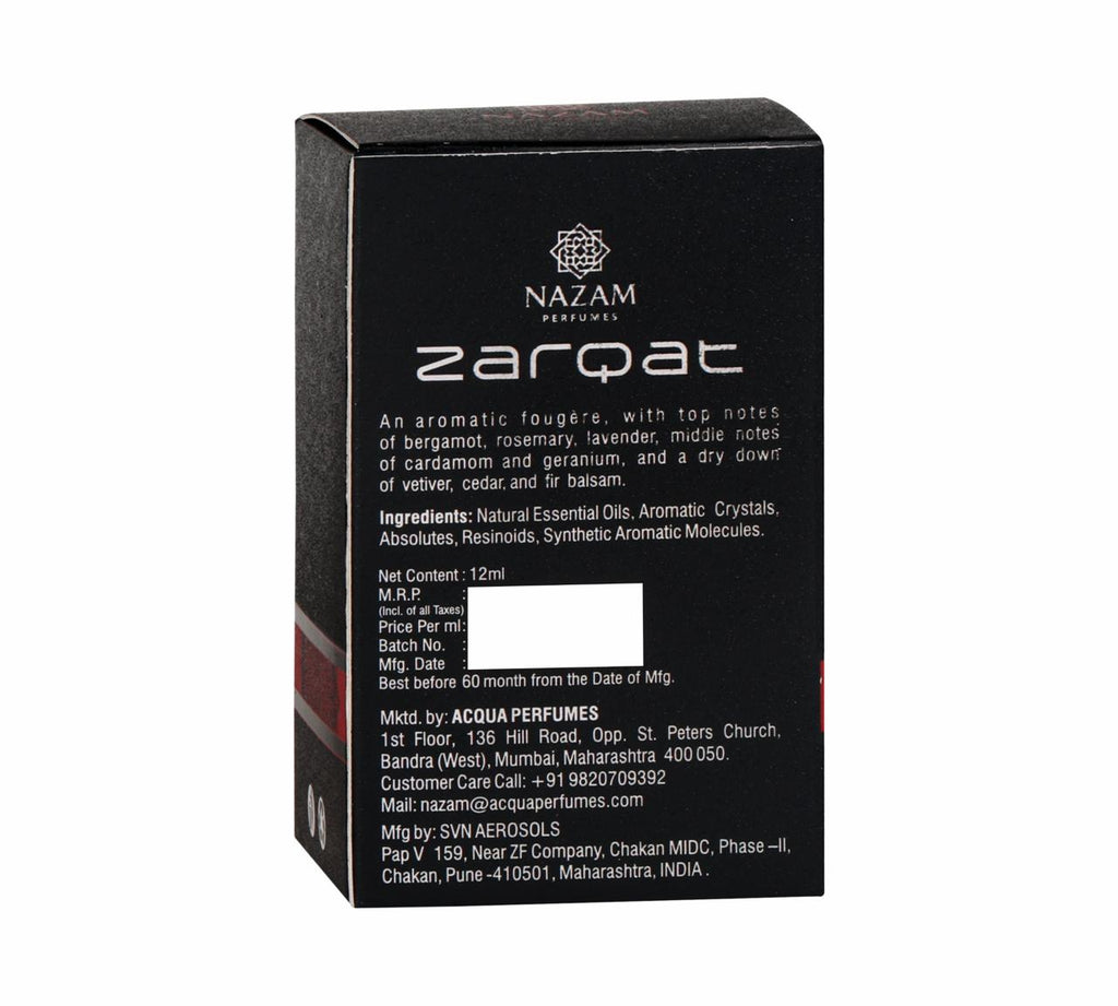 Nazam Perfumes Zarqat Attar Roll On – 12ml