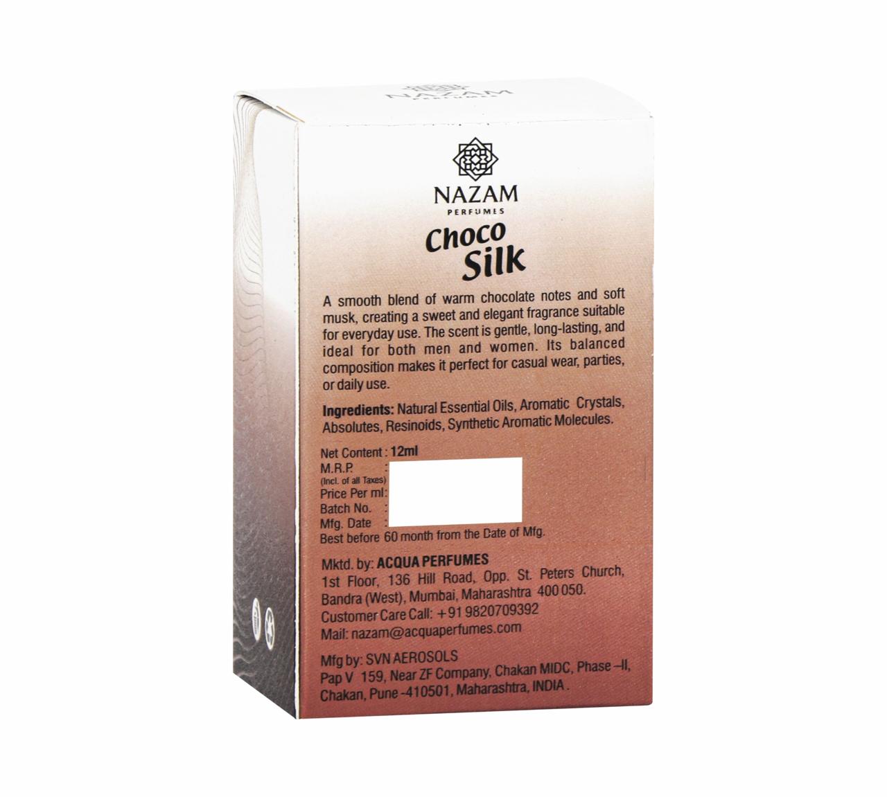 Nazam Perfumes Choco Silk Attar Roll On – 12ml