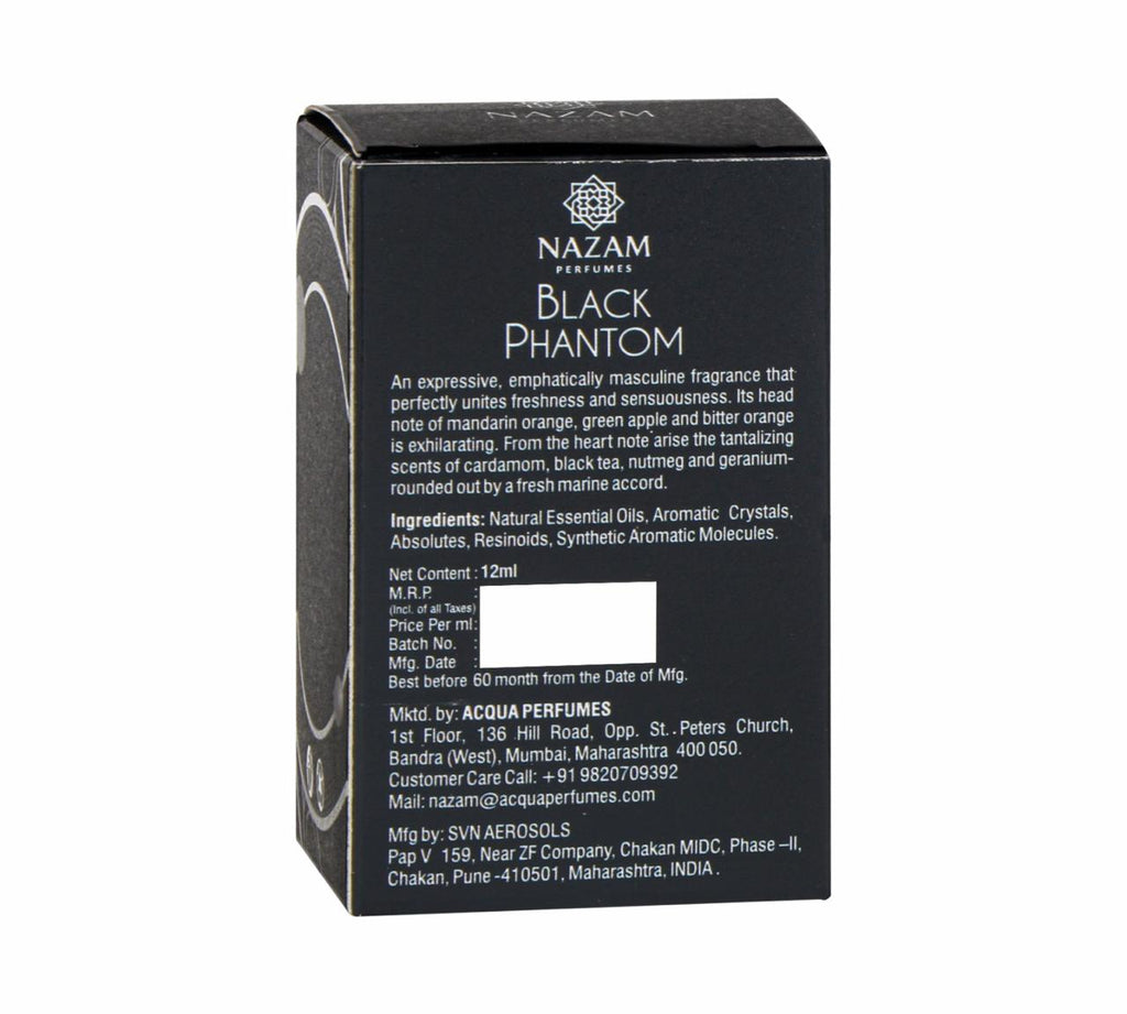 Nazam Perfumes Black Phantom Attar Roll On – 12ml
