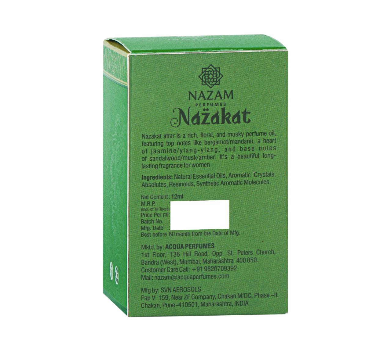 Nazam Perfumes Nazakat Attar Roll On – 12ml