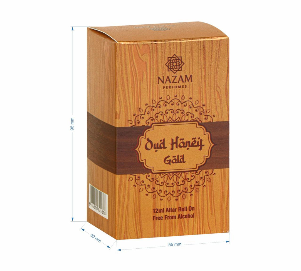 Nazam Perfumes Oud Haneif Gold Attar Roll On Unisex – 12ml