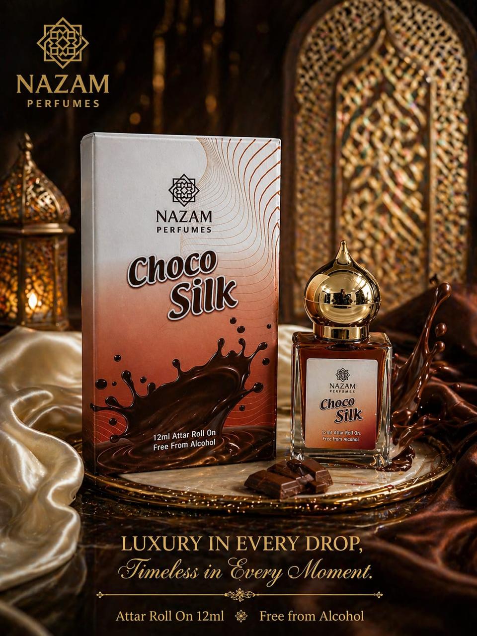 Nazam Perfumes Choco Silk Attar Roll On – 12ml
