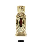 Premium 20ml travel-friendly unisex attar bottle of Zimaya Al Maha Gold alcohol-free Arabian perfume oil showing intricate gold details.