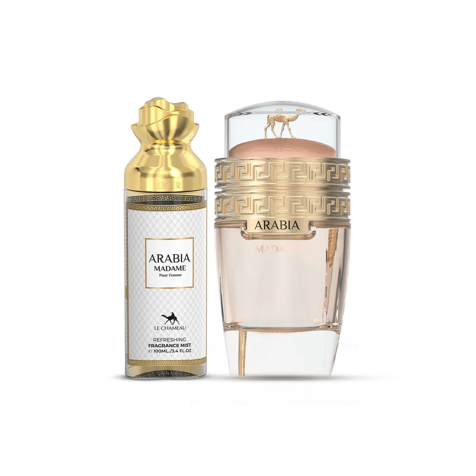 Le Chameau Arabia Madame open presentation box showing two bottles